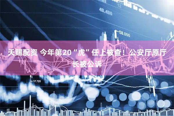 天赐配资 今年第20“虎”任上被查！公安厅原厅长被公诉